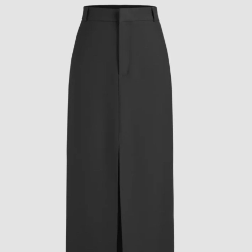 Solid High Waist Split Maxi Skirt